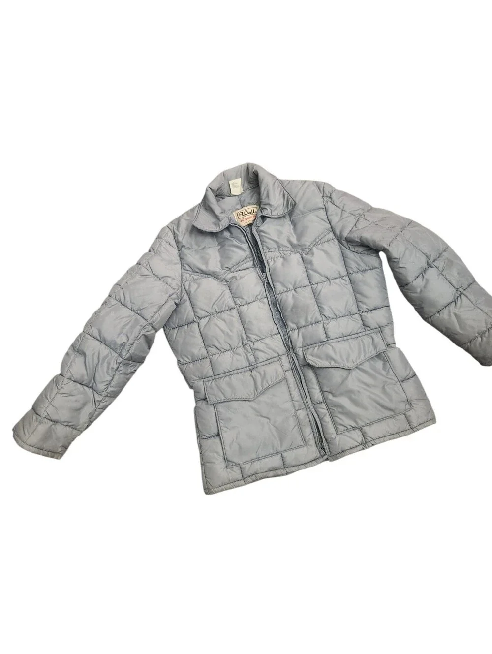 Vintage Walls Puffer Jacket Gray Mens Medium Zip Coat Polyfil